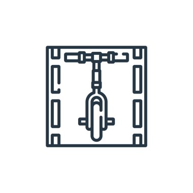 Kamu hizmetleri kavramından ikon vektörü. Düzenlenebilir inmenin ince bir çizgisi. Web ve mobil uygulamalarda kullanmak için bycicle doğrusal işareti, logo, yazdırma ortamı.