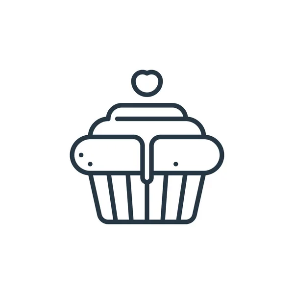 Cupcake Icône Vecteur Concept Célébration Illustration Ligne Mince Course Modifiable — Image vectorielle