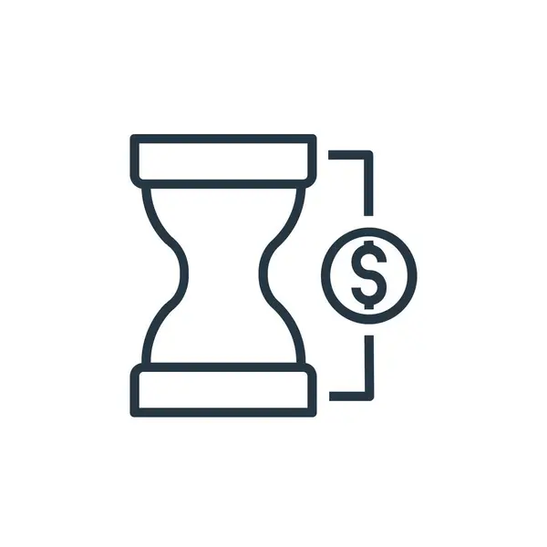 Time Money Icon Vector Banking Finance Concept Linha Fina Ilustração — Vetor de Stock