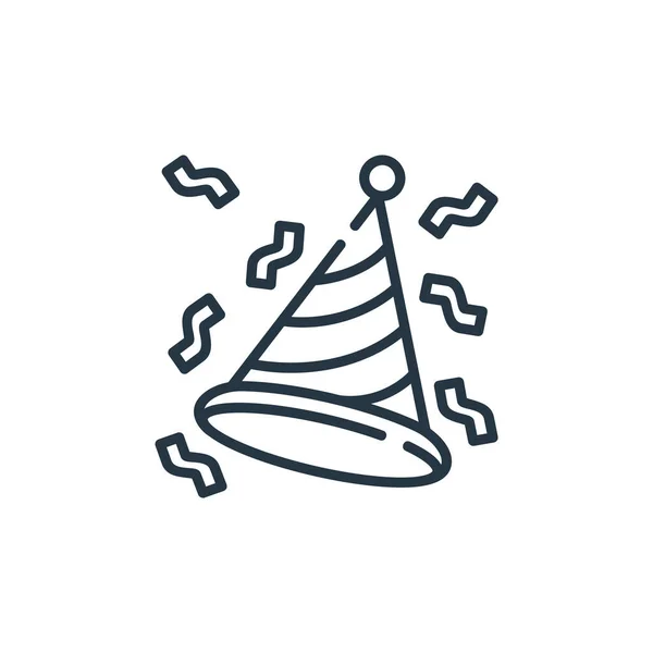 Parti şapkası ikonu vektörü ve kutlama konsepti. Parti şapkası vuruşunun ince bir çizgisi. parti şapka doğrusal işareti web ve mobil uygulamalar, logo, yazdırma ortam.