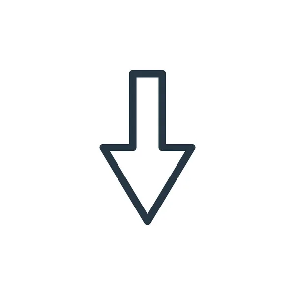 Abajo Vector Icono Flecha Comunicación Concepto Medios Ilustración Línea Delgada — Vector de stock