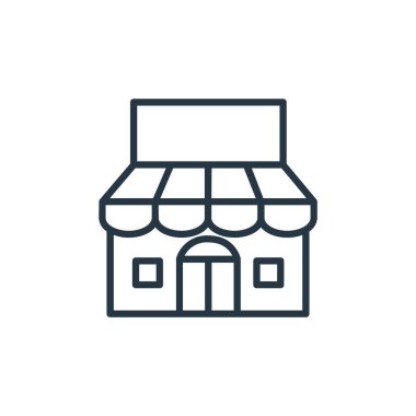 Bina konseptinden ikon vektörü. Düzenlenebilir felcin ince bir çizgisi. Web ve mobil uygulamalarda kullanmak için dükkan doğrusal işareti, logo, yazdırma ortamı.