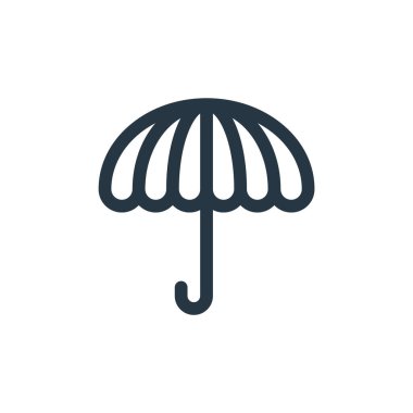 Bebek partisi konseptinden şemsiye ikonu vektörü. Düzenlenebilir şemsiye vuruşunun ince çizgisi. Web ve mobil uygulamalarda kullanmak için şemsiye doğrusal işareti, logo, yazdırma ortamı.