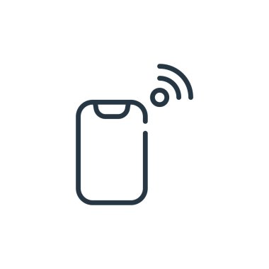 İnternet konseptinden cep telefonu simgesi vektörü. Düzenlenebilir cep telefonu vuruşunun ince çizgisi. Web ve mobil uygulamalarda kullanmak için cep telefonu doğrusal işareti, logo, yazdırma ortamı.