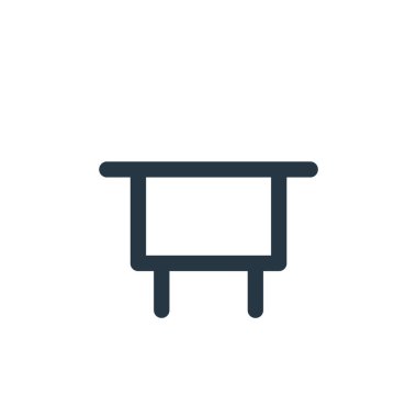 Eğitim konseptinden masa ikonu vektörü. Masa düzenlenebilir vuruşun ince çizgisi. Web ve mobil uygulamalarda kullanmak için tablonun doğrusal işareti, logo, yazdırma ortamı.