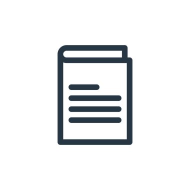 Defter simgesi vektörü, çeşitli kavramlardan. Düzenlenebilir defter vuruşunun ince çizgisi. Web ve mobil uygulamalarda kullanmak için dizüstü bilgisayar doğrusal işareti, logo, yazdırma ortamı.