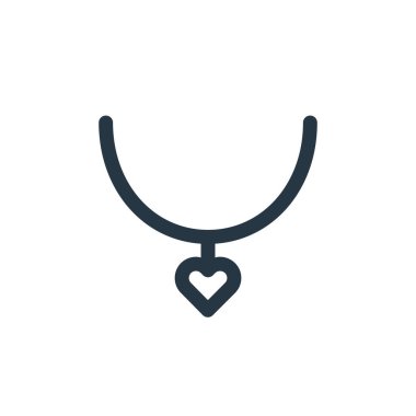 Sevgililer Günü konseptinden kolye ikonu vektörü. İnce çizgili düzenlenebilir felç çizgisi. Web ve mobil uygulamalarda kullanmak için kolye doğrusal işareti, logo, yazdırma ortamı.