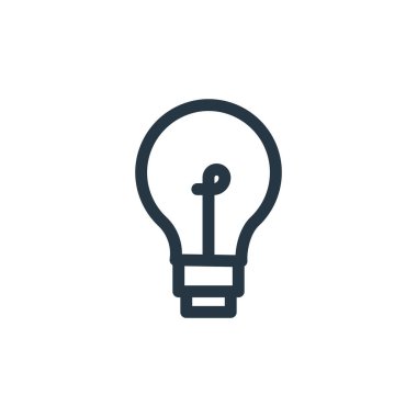 Çeşitli kavramlardan gelen ampul ikonu vektörü. Düzenlenebilir ampul vuruşunun ince çizgisi. Web ve mobil uygulamalar, logo ve yazdırma ortamlarında kullanmak için ampul doğrusal işareti.