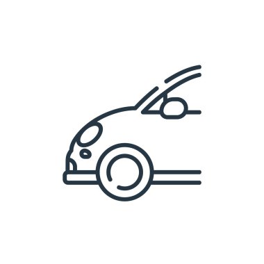 Toplu taşıma konseptinden bir ikon vektörü. Araba düzenlenebilir felcin ince bir çizgisi. Web ve mobil uygulamalarda kullanmak için araba doğrusal işareti, logo, yazdırma ortamı.