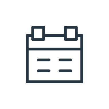 Okul konseptindeki takvim ikonu vektörü. Takvim düzenlenebilir vuruşunun ince çizgisi. Web ve mobil uygulamalarda kullanmak için takvim doğrusal işareti, logo, yazdırma ortamı.