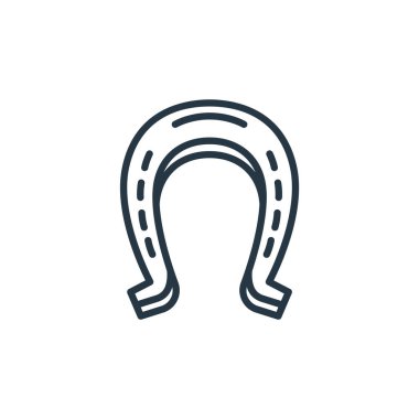 Aziz Patrick Günü konseptinden at nalı ikonu vektörü. At nalı inmesinin ince bir çizgisi. Web ve mobil uygulamalarda kullanmak için at nalı doğrusal işareti, logo, yazdırma ortamı.