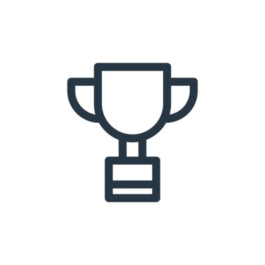 Muhtelif kavramlardan hatıra ikonu vektörü. Kurgulanabilir kupa vuruşunun ince bir çizgisi. Web ve mobil uygulamalarda kullanmak için kupa doğrusal işareti, logo, yazdırma ortamı.