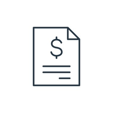 Fatura simgesi vektörü finans kavramından. Faturalandırılabilir felcin ince bir çizgisi. Web ve mobil uygulamalarda kullanmak için fatura doğrusal işareti, logo, yazdırma ortamı.