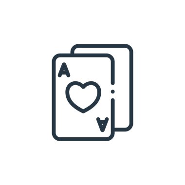 Poker kartları sihirli kavramın ikon vektörü. Düzenlenebilir poker kartlarının ince çizgisi. Web ve mobil uygulamalarda kullanmak için poker kartları doğrusal işareti, logo, yazdırma ortamı.