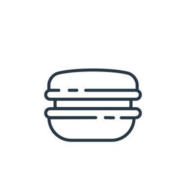 Yemek konseptinden hamburger ikonu vektörü. Hamburgerin ince çizgili çizgisi düzenlenebilir felç. Web ve mobil uygulamalarda kullanmak için burger doğrusal işareti, logo, yazdırma ortamı.