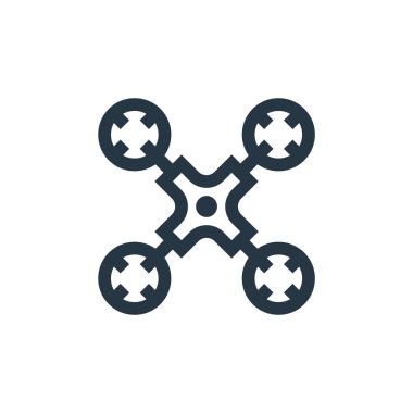 Fütürist teknoloji konseptinden İHA ikon vektörü. İnce çizgili insansız hava aracı felci çizgisi. Web ve mobil uygulamalarda kullanmak için drone doğrusal işareti, logo, yazdırma ortamı.