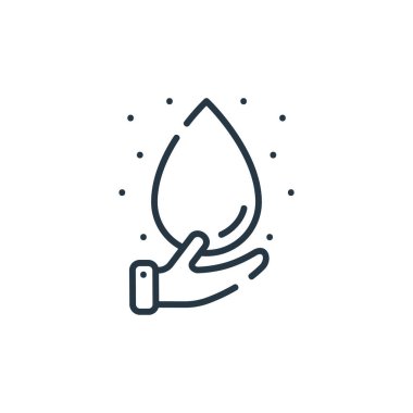 Su ikonu vektörünü ekoloji kavramından kurtar. Suyu düzenlenebilir inmeden kurtarmanın ince çizgisi. Su doğrusal işaretini web ve mobil uygulamalar, logo ve yazdırma ortamlarında kullanmak üzere kaydet.