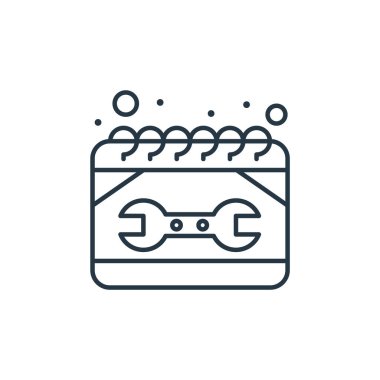 İşçi Bayramı konseptindeki takvim ikonu vektörü. Takvim düzenlenebilir vuruşunun ince çizgisi. Web ve mobil uygulamalarda kullanmak için takvim doğrusal işareti, logo, yazdırma ortamı.