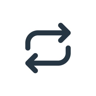 Ok kavramından ikon vektörünü tekrarla. Düzenlenebilir vuruşun ince çizgisi. Web ve mobil uygulamalarda kullanım için doğrusal işareti tekrarla, logo, yazdırma ortamı.