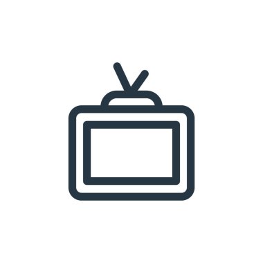 Çeşitli konseptlerden televizyon izleyici ikonu vektörü. Monitörde düzenlenebilir felcin ince bir çizgisi. Web ve mobil uygulamalarda kullanmak için TV izleyici doğrusal işareti, logo, yazdırma ortamı.