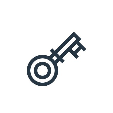 Peri masalı konseptindeki anahtar ikon vektörü. Düzenlenebilir vuruşun ince çizgisi. Web ve mobil uygulamalarda kullanmak için anahtar doğrusal işareti, logo, yazdırma ortamı.