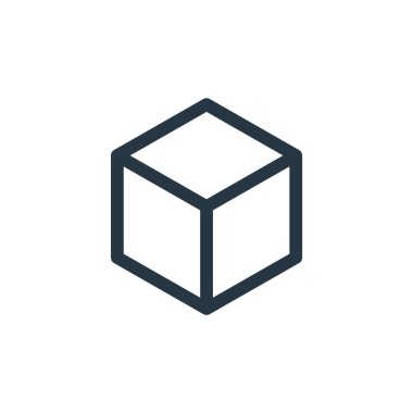 Grafik tasarım konseptinden d küp ikon vektörü. D küp düzenlenebilir felcin ince çizgisi. Web ve mobil uygulamalarda kullanmak için d küp doğrusal işareti, logo, yazdırma ortamı.