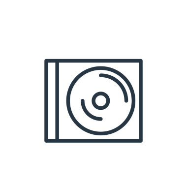 Ofis konseptinde çalışan disk simgesi vektörü. Disk yenilebilir felcin ince bir çizgisi. Web ve mobil uygulamalarda kullanmak için disk doğrusal işareti, logo, yazdırma ortamı.