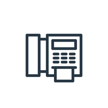 İş ve ofis konseptinden faks ikonu vektörü. İnce çizgili faks düzenlenebilir felç çizgisi. Web ve mobil uygulamalarda kullanmak için faks doğrusal işareti, logo, yazdırma ortamı.