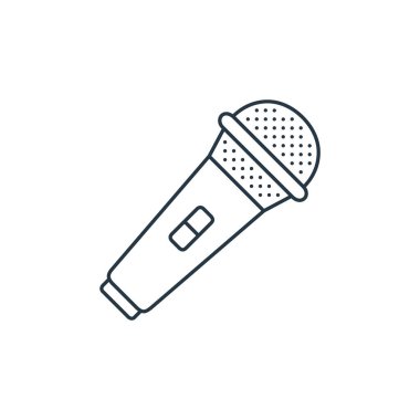 Doğum günü partisi konseptinden mikrofon ikonu vektörü. Düzenlenebilir mikrofon felcinin ince bir çizgisi. Web ve mobil uygulamalarda kullanmak için mikrofon doğrusal işareti, logo, yazdırma ortamı.