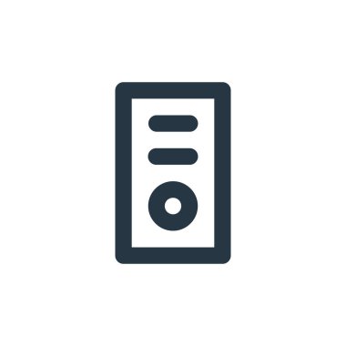 PX aygıtları kavramından hoparlör ikonu vektörü. Düzenlenebilir inmenin ince çizgisi. Web ve mobil uygulamalarda kullanmak için hoparlör doğrusal işareti, logo, yazdırma ortamı.