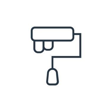 İşçi Bayramı konseptinden boya silindirli ikon vektörü. Boyanın düzenlenebilir darbesinin ince bir çizgisi. Web ve mobil uygulamalar, logo ve yazdırma ortamlarında kullanmak için boya silindirli doğrusal işaret.