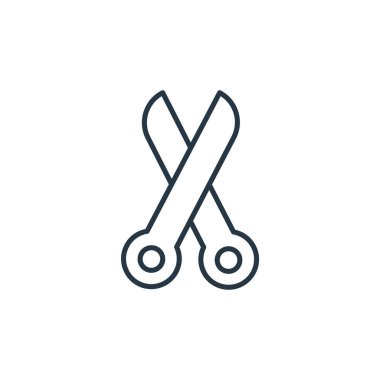 Dikiş konseptinden makas ikonu vektörü. Düzenlenebilir makas vuruşunun ince çizgisi. Web ve mobil uygulamalarda kullanmak için makas doğrusal işareti, logo, yazdırma ortamı.