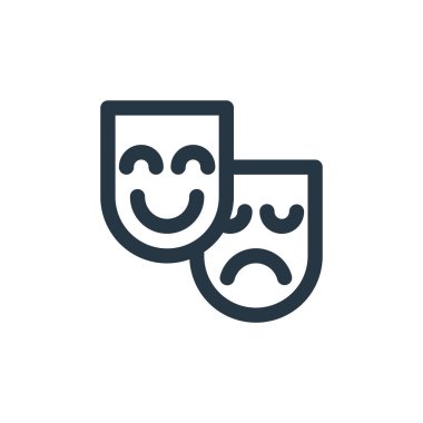 Sanat konseptinden maske ikonu vektörü. İnce çizgili, düzenlenebilir felç çizgisi. Web ve mobil uygulamalarda kullanmak için maske doğrusal işareti, logo, yazdırma ortamı.