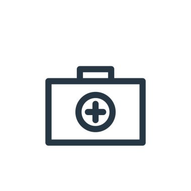 Çeşitli kavramlardan gelen ilk yardım çantası simgesi vektörü. İlk yardım çantasının düzenlenebilir vuruşunun ince çizgisi. Web ve mobil uygulamalarda kullanmak için ilk yardım kiti doğrusal işareti, logo, yazdırma ortamı.