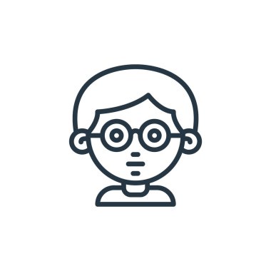 Çocuk avatarları konseptinden erkek ikon vektörü. Düzenlenebilir erkek felcinin ince bir çizgisi. Web ve mobil uygulamalarda kullanmak için çocuk doğrusal işareti, logo, yazdırma ortamı.