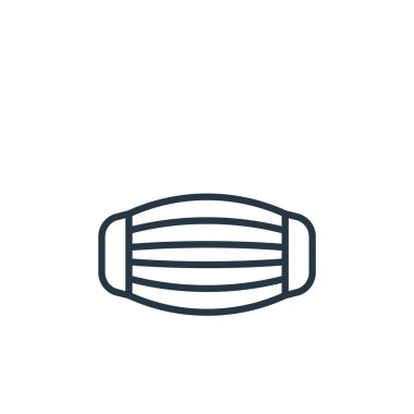 Coronavirus konseptinden tıbbi maske ikonu vektörü. Düzenlenebilir kalp krizinin ince bir çizgisi. Web ve mobil uygulamalarda kullanmak için tıbbi maske doğrusal işareti, logo, yazdırma ortamı.