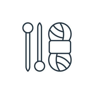 Dikiş konseptinden ikon vektörü örüyorum. Düzenlenebilir darbenin ince bir çizgisi. Web ve mobil uygulamalarda kullanmak için doğrusal işaret örgüsü, logo, yazdırma ortamı.