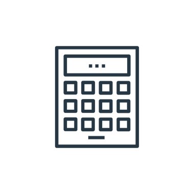 Kakülasyon ikonu vektörü bankacılık ve finans kavramından. Düzenlenebilir inmenin ince bir çizgisi. Web ve mobil uygulamalar, logo ve yazdırma ortamlarında kullanım için caculation linear sign.
