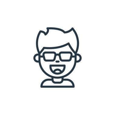 Çocuk avatarları konseptinden erkek ikon vektörü. Düzenlenebilir erkek felcinin ince bir çizgisi. Web ve mobil uygulamalarda kullanmak için çocuk doğrusal işareti, logo, yazdırma ortamı.
