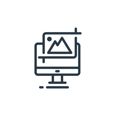 tasarım araçları kavramından fotoğraf yakalama ikonu vektörü. Düzenlenebilir fotoğraf çekme vuruşunun ince çizgisi. Web ve mobil uygulamalarda kullanmak için fotoğraf yakalama doğrusal işareti, logo, yazdırma ortamı.