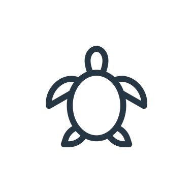 Hayvan ve doğa kavramından kaplumbağa ikonu vektörü. Kurgulanabilir kaplumbağa vuruşunun ince bir çizgisi. Web ve mobil uygulamalarda kullanmak için kaplumbağa doğrusal işareti, logo, yazdırma ortamı.