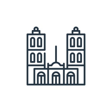 Cinco de mayonez konseptinden katedral ikon vektörü. Katedral düzenlenebilir felcin ince bir çizgisi. Web ve mobil uygulamalarda kullanmak için katedral doğrusal işareti, logo, yazdırma ortamı.