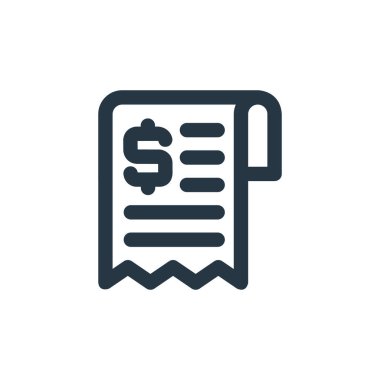 Restoran konseptinden Bill Icon vektörü. Yasa tasarısının ince bir çizgisi. Web ve mobil uygulamalarda kullanım için fatura doğrusal işareti, logo, yazdırma ortamı.