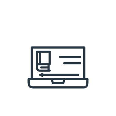 çevrimiçi öğrenme bölümü konseptinden video öğretim simgesi vektörü. Düzenlenebilir video felcinin ince bir çizgisi. Web ve mobil uygulamalar, logo ve yazdırma için video öğretici doğrusal işareti 
