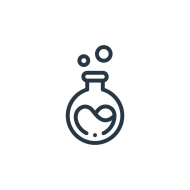 Laboratuvar konseptinden matara ikonu vektörü. İnce çizgili düzenlenebilir kalp krizi çizgisi. Web ve mobil uygulamalar, logo ve yazdırma ortamlarında kullanmak için matara doğrusal işareti.