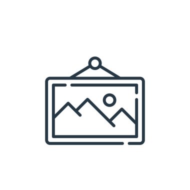 Ofis konseptinden resim simgesi vektörü. Görüntü düzenlenebilir vuruşun ince çizgisi. Web ve mobil uygulamalarda kullanmak için resim doğrusal işareti, logo, yazdırma ortamı.