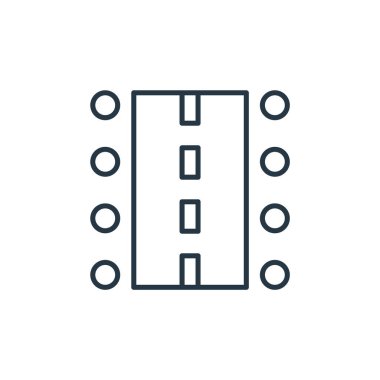 Yarış konseptinden yol ikonu vektörü. İnce çizgili, düzenlenebilir çizgi çizimi. Web ve mobil uygulamalarda kullanmak için yol doğrusal işareti, logo, yazdırma ortamı.