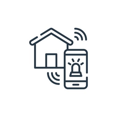 Akıllı metinden alarm simgesi vektörü. İnce çizgili düzenlenebilir felç çizgisi. Web ve mobil uygulamalarda kullanım için doğrusal alarm işareti, logo, yazdırma ortamı.