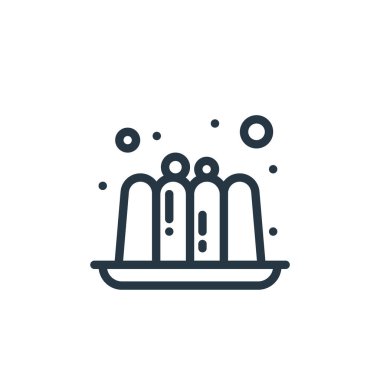 Yiyecek konseptinden jöle ikonu vektörü. Düzenlenebilir jöle felcinin ince bir çizgisi. Web ve mobil uygulamalarda kullanmak için jelly lineer işareti, logo, yazdırma ortamı.