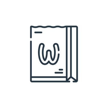 Fast food konseptinden kağıt poşet ikon vektörü. Düzenlenebilir kağıt torba vuruşunun ince çizgisi. Web ve mobil uygulamalarda kullanmak için kağıt torba doğrusal işareti, logo, yazdırma ortamı.